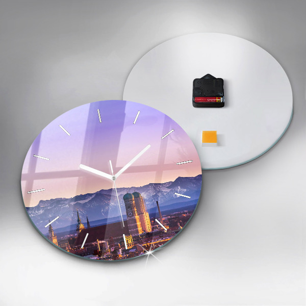 Round glass clock German Alps Munich