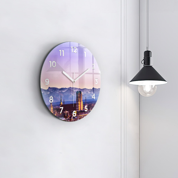 Round glass clock German Alps Munich