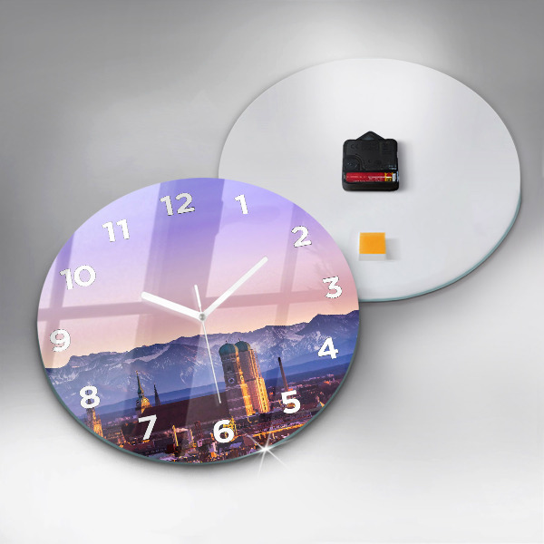 Round glass clock German Alps Munich