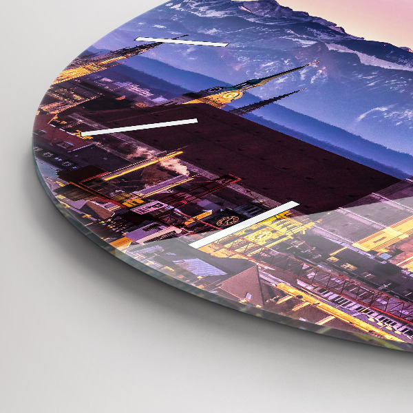 Round glass clock German Alps Munich