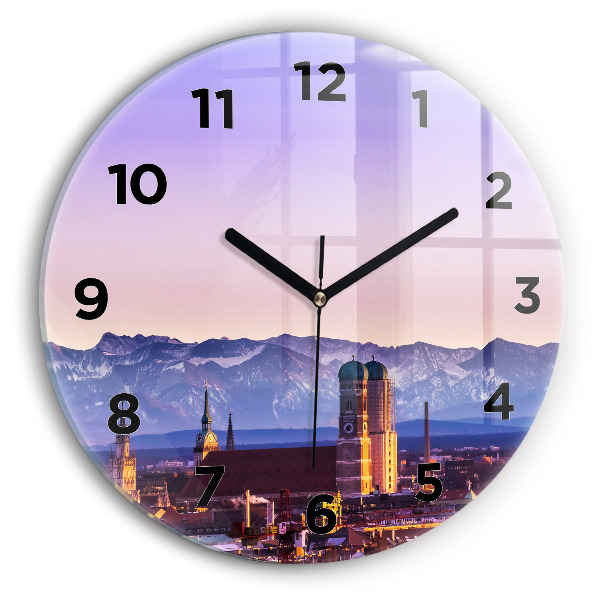 Round glass clock German Alps Munich