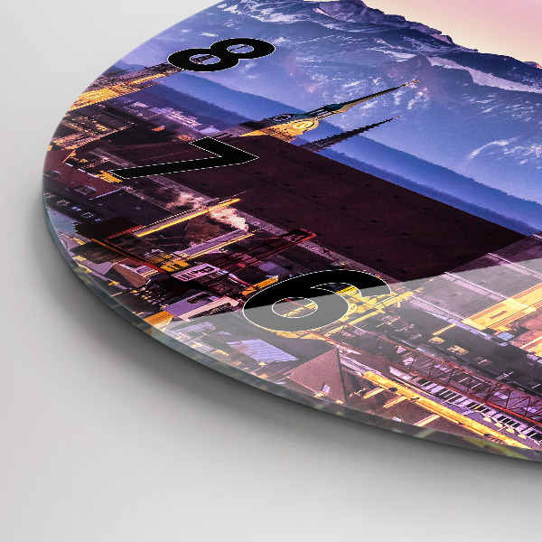 Round glass clock German Alps Munich