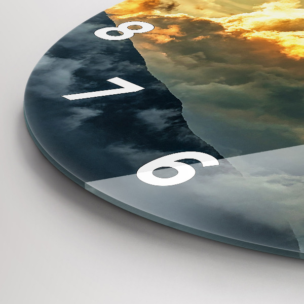 Round glass clock Balloon flight in the clouds