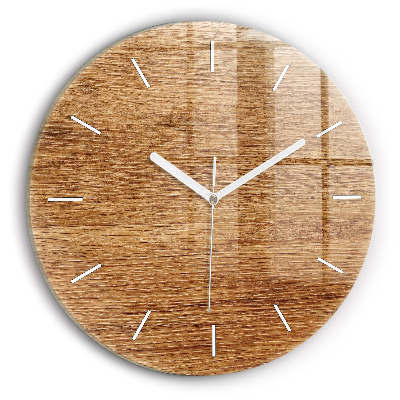 Round glass clock Light wood