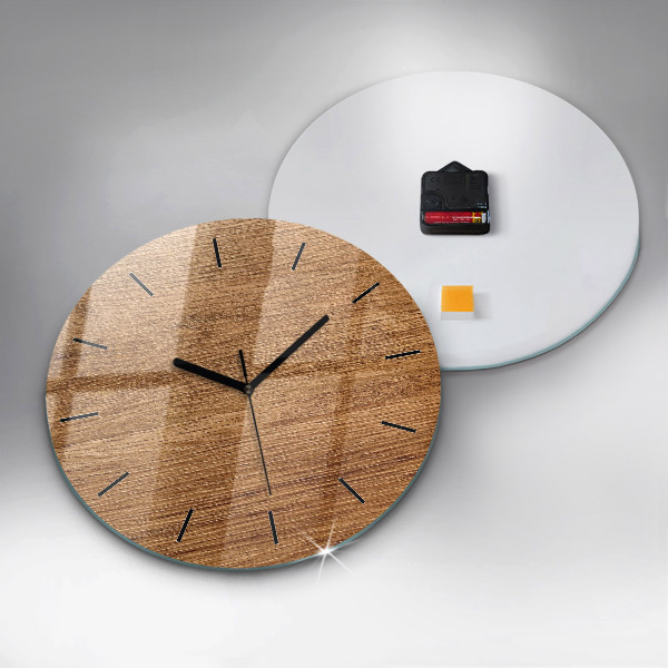 Round glass clock Light wood