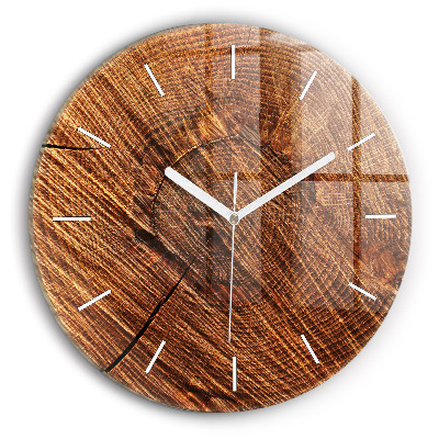 Round glass clock Decorative wood