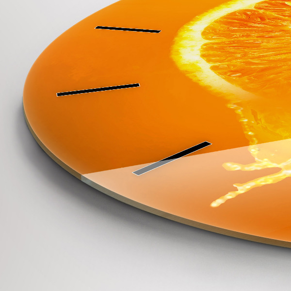 Round glass clock Orange