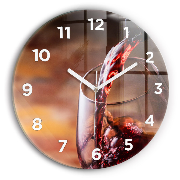 Round glass clock A glass of red wine