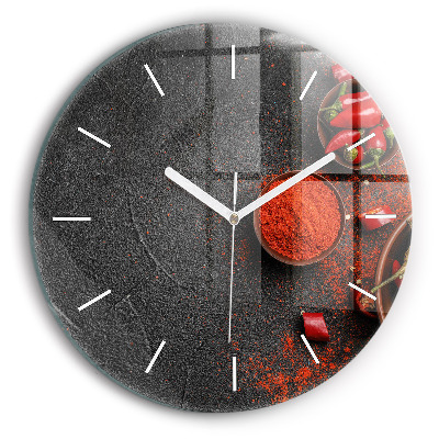 Round glass clock Red peppers
