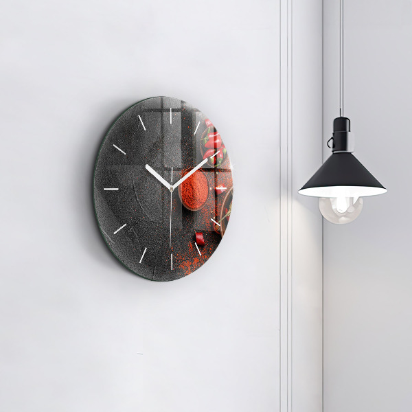 Round glass clock Red peppers