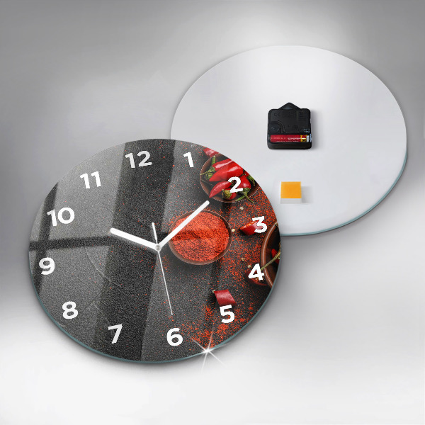 Round glass clock Red peppers
