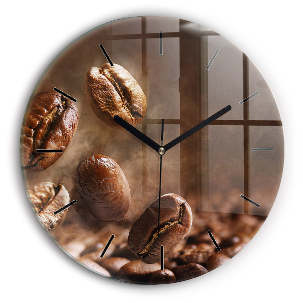 Round glass clock Coffee beans