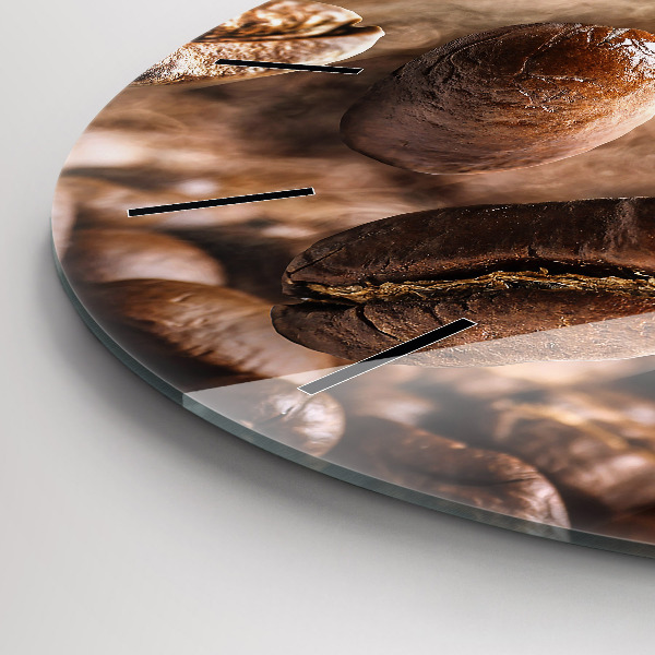 Round glass clock Coffee beans