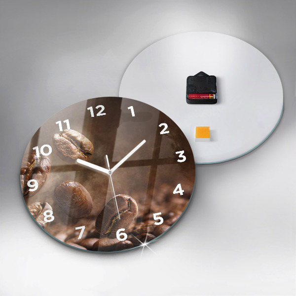 Round glass clock Coffee beans