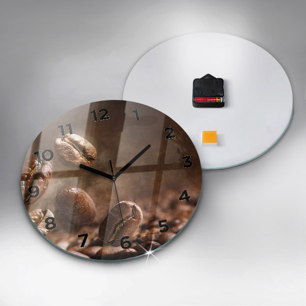 Round glass clock Coffee beans