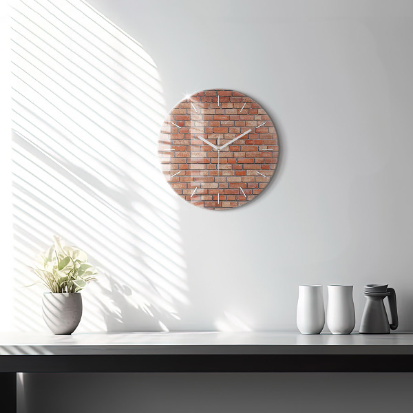 Round glass clock Brick wall