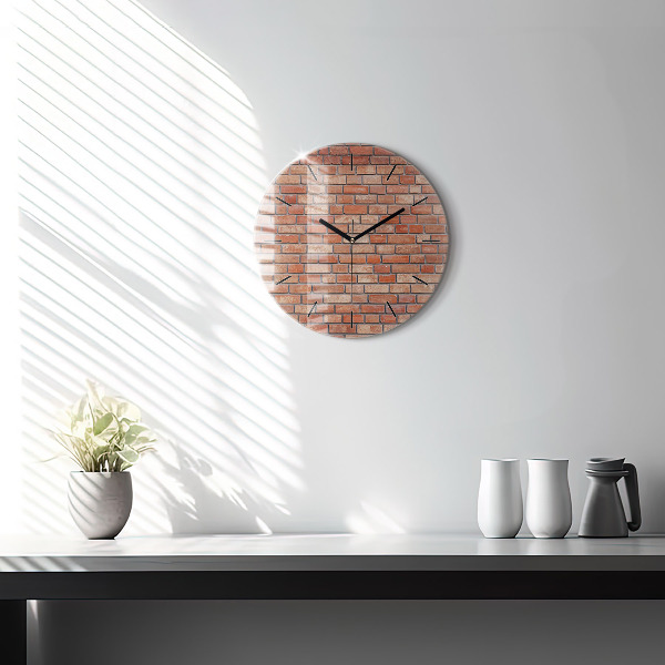 Round glass clock Brick wall
