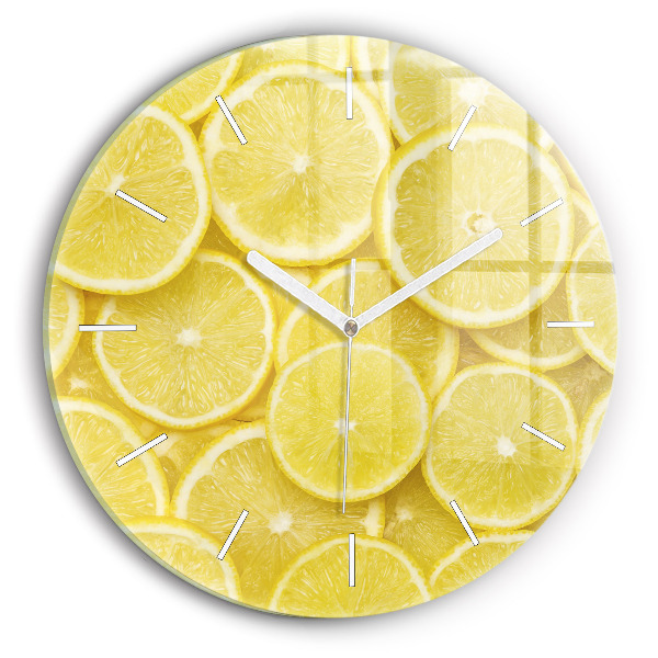 Round glass clock Lemon slices