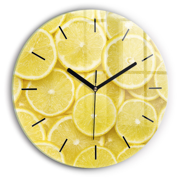 Round glass clock Lemon slices