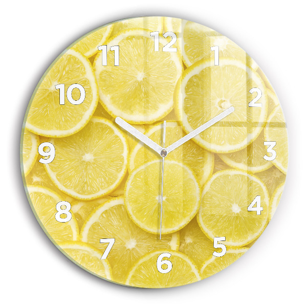Round glass clock Lemon slices