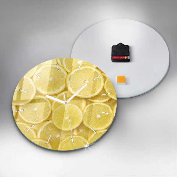 Round glass clock Lemon slices