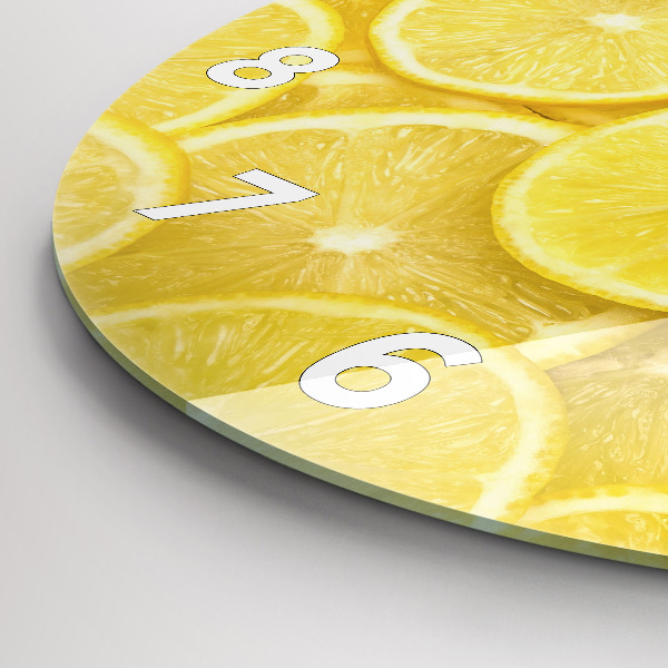Round glass clock Lemon slices