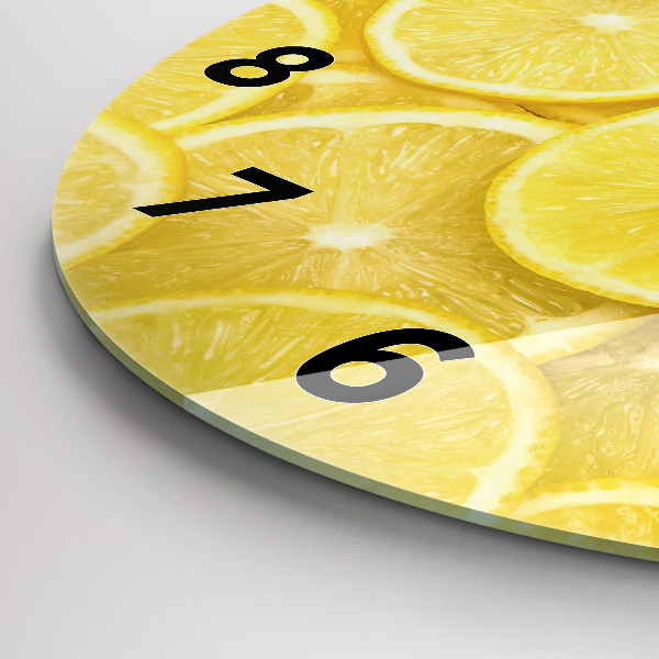 Round glass clock Lemon slices