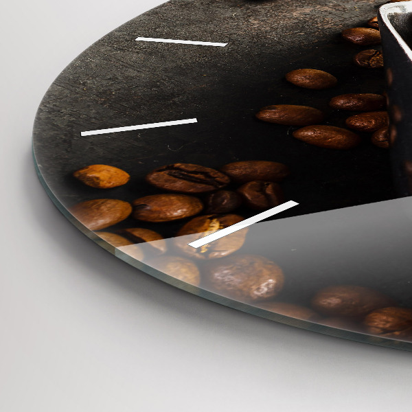 Round glass clock A bag of coffee beans