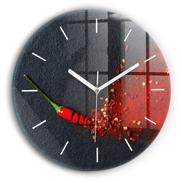 Round glass clock Red pepper seasoning
