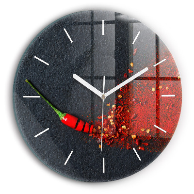 Round glass clock Red pepper seasoning