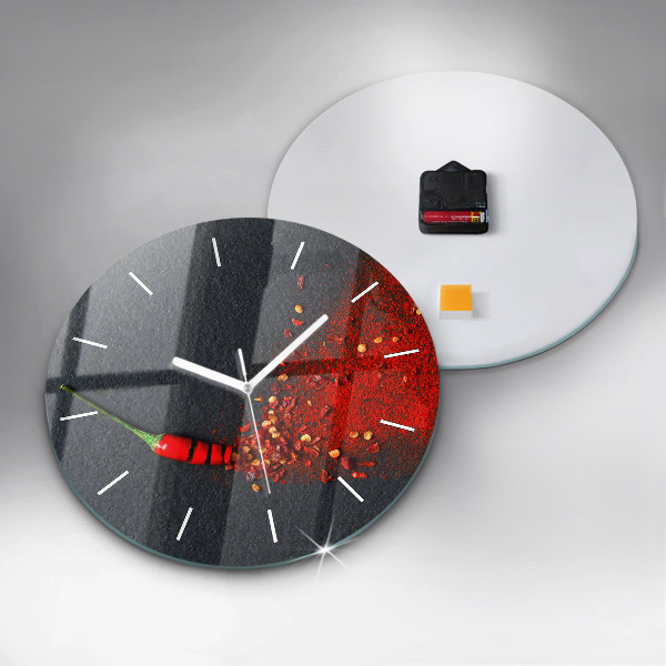 Round glass clock Red pepper seasoning