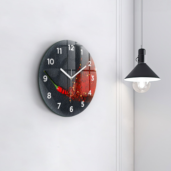 Round glass clock Red pepper seasoning