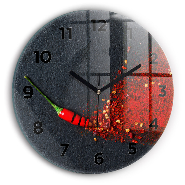 Round glass clock Red pepper seasoning