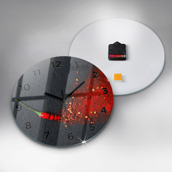 Round glass clock Red pepper seasoning