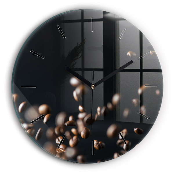 Round glass clock Coffee beans