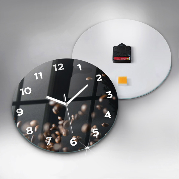 Round glass clock Coffee beans