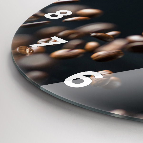 Round glass clock Coffee beans