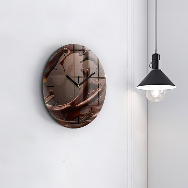 Round glass clock Cocoa waves