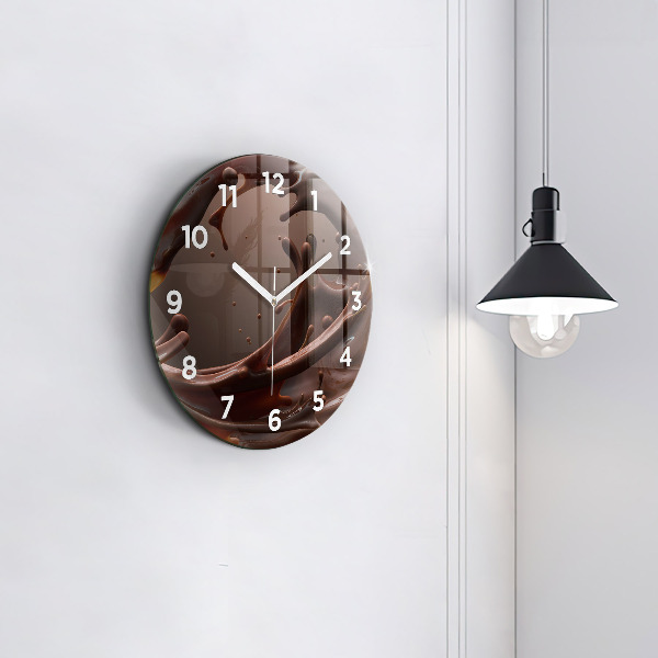 Round glass clock Cocoa waves