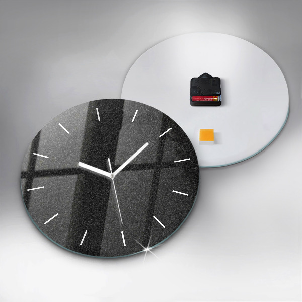 Round glass clock Dark rock
