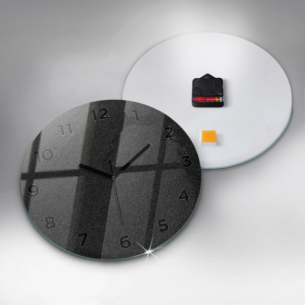 Round glass clock Dark rock