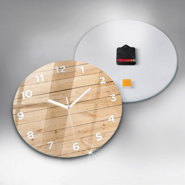 Round glass clock Wooden boards
