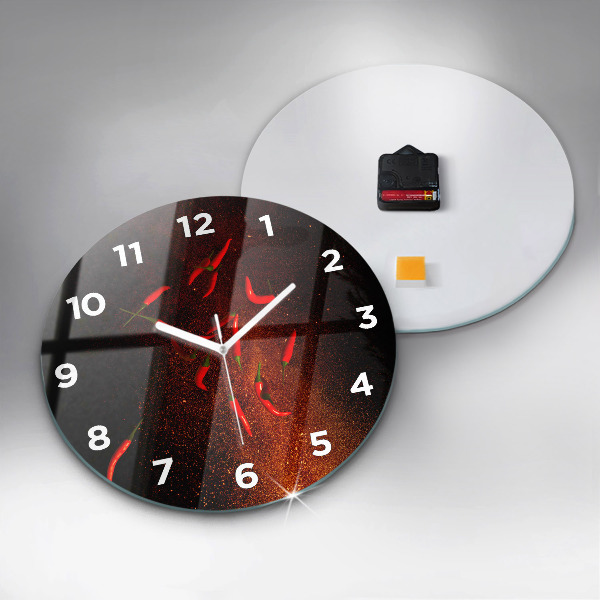 Round glass clock Chili peppers