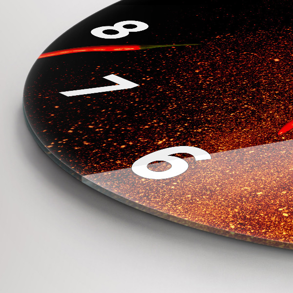 Round glass clock Chili peppers
