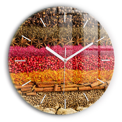 Round glass clock Rows of spices