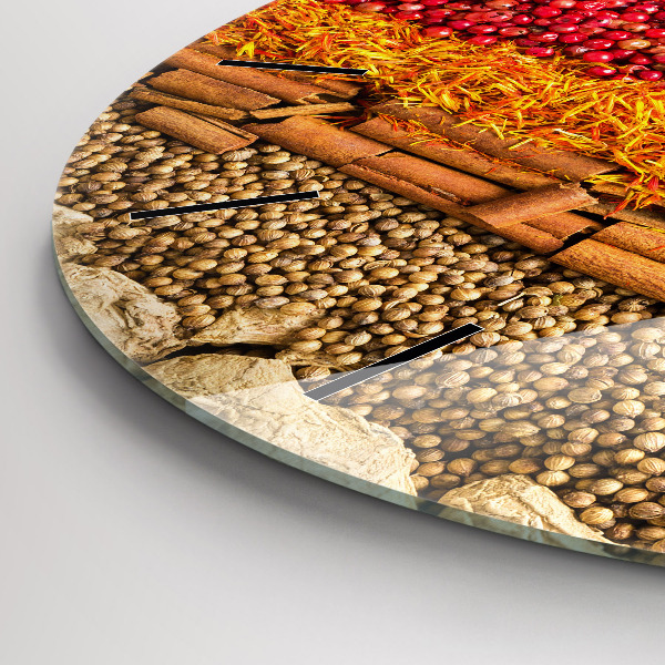Round glass clock Rows of spices