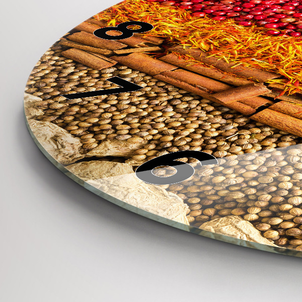 Round glass clock Rows of spices