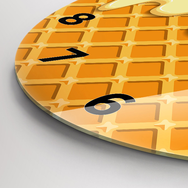 Round glass clock Waffle and ice cream