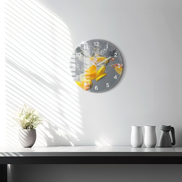 Round glass clock Citrus in water