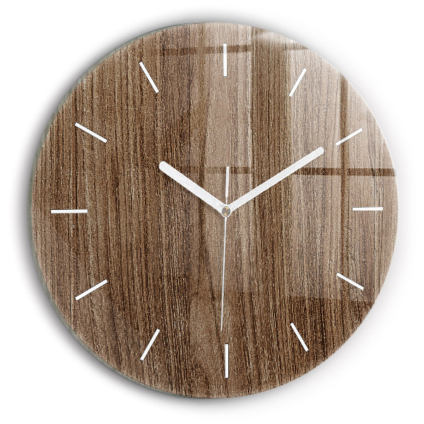 Round glass clock Dark wood